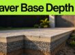 Cutaway driveway showing pavers, sand, aggregate base, soil, and drainage slope.