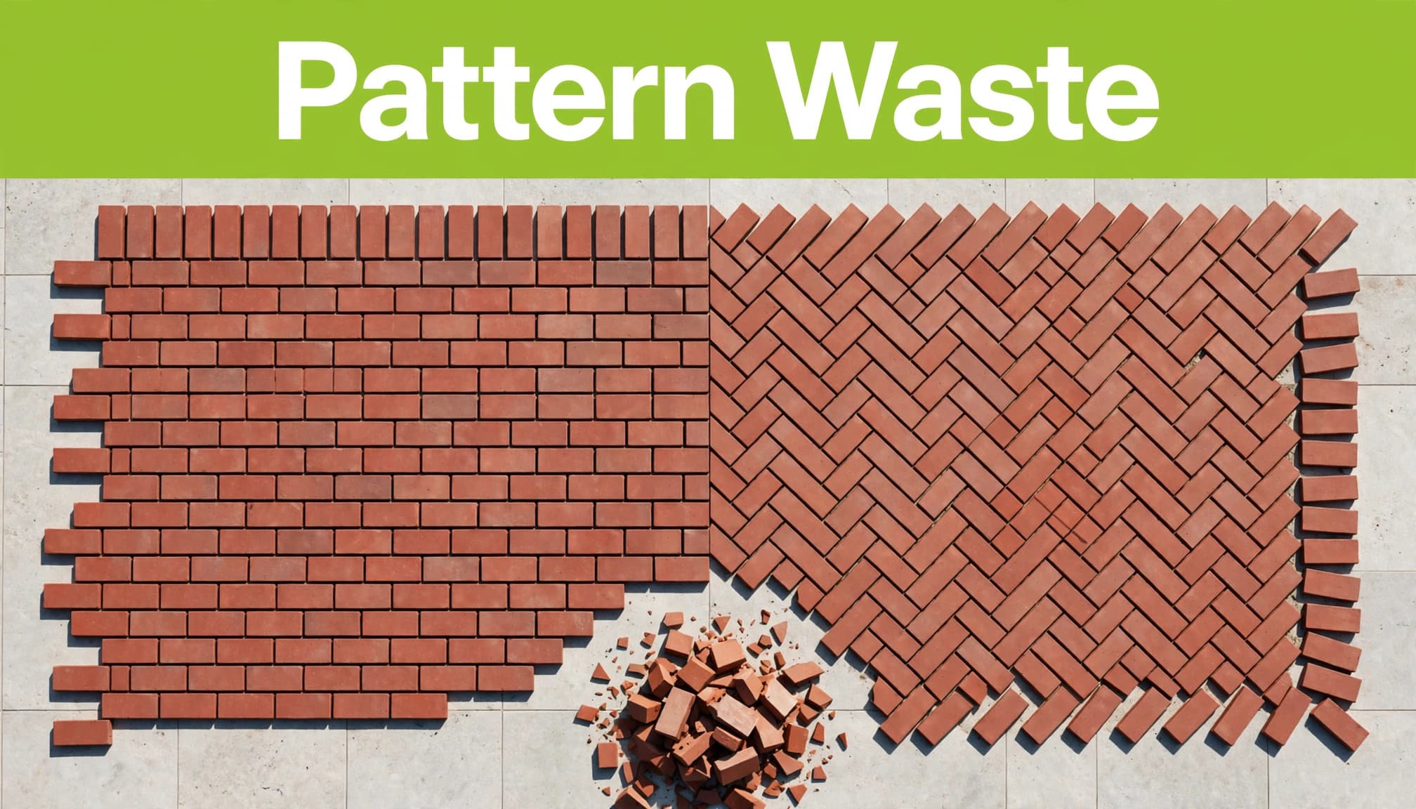 Two patio paver patterns show different cutting waste.