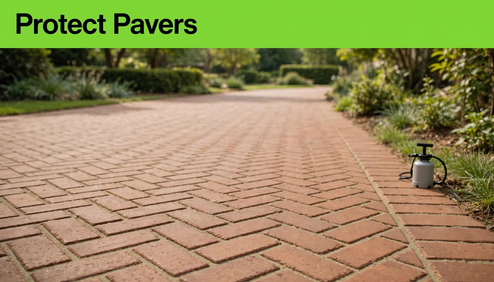 Clean brick pavers prepared for protective maintenance after oil stain removal.