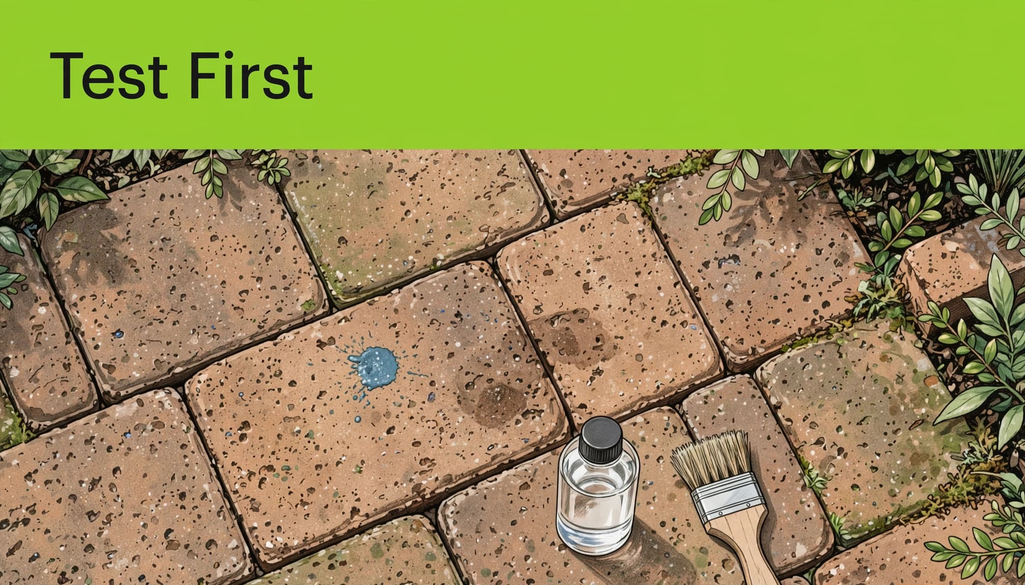 Test a hidden area before using solvent to remove paint from pavers